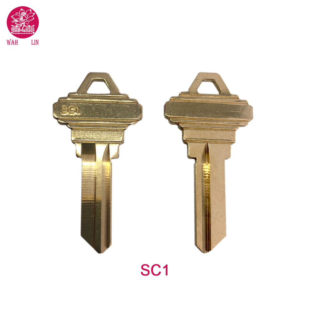 2 BRASS BLANK HOUSE KEYS FOR 5 PIN SCHLAGE LOCK SC1 CAN BE PUNCHED TO YOUR CODE 