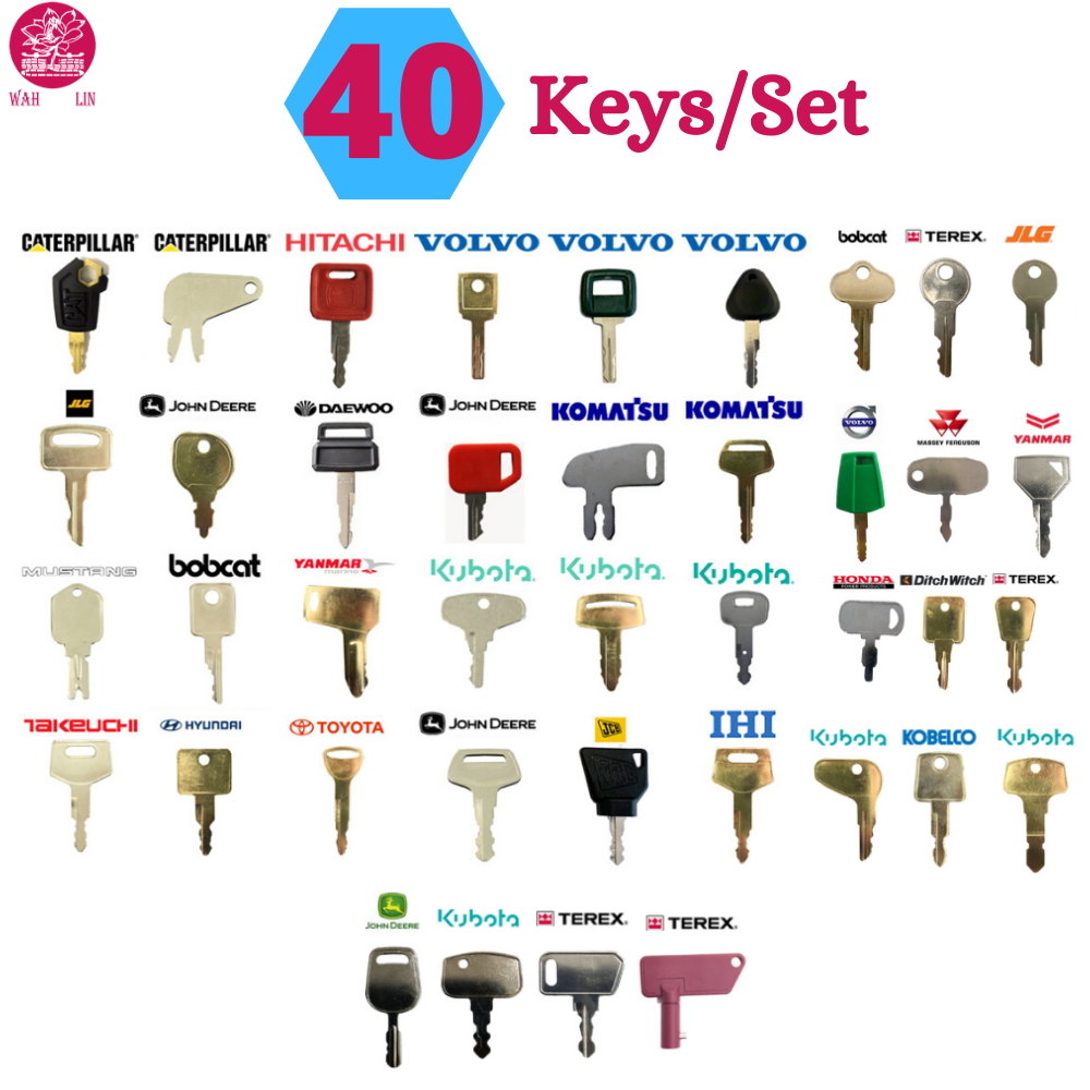 12 Different Keys Keyman Kubota Heavy Equipment Key Set 12 Keys Set/Construction and Tractor Ignition Key Set 
