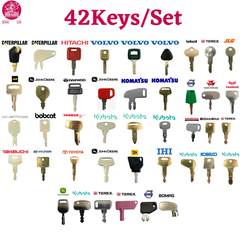 Construction Machinery Master Key Set 50 Pcs Heavy Equipment Keys Master Set - Construction Machinery Keys For Cat, John Deere, Komatsu, Kubota Caterpillar John Deere Komatsu Universal Keys
