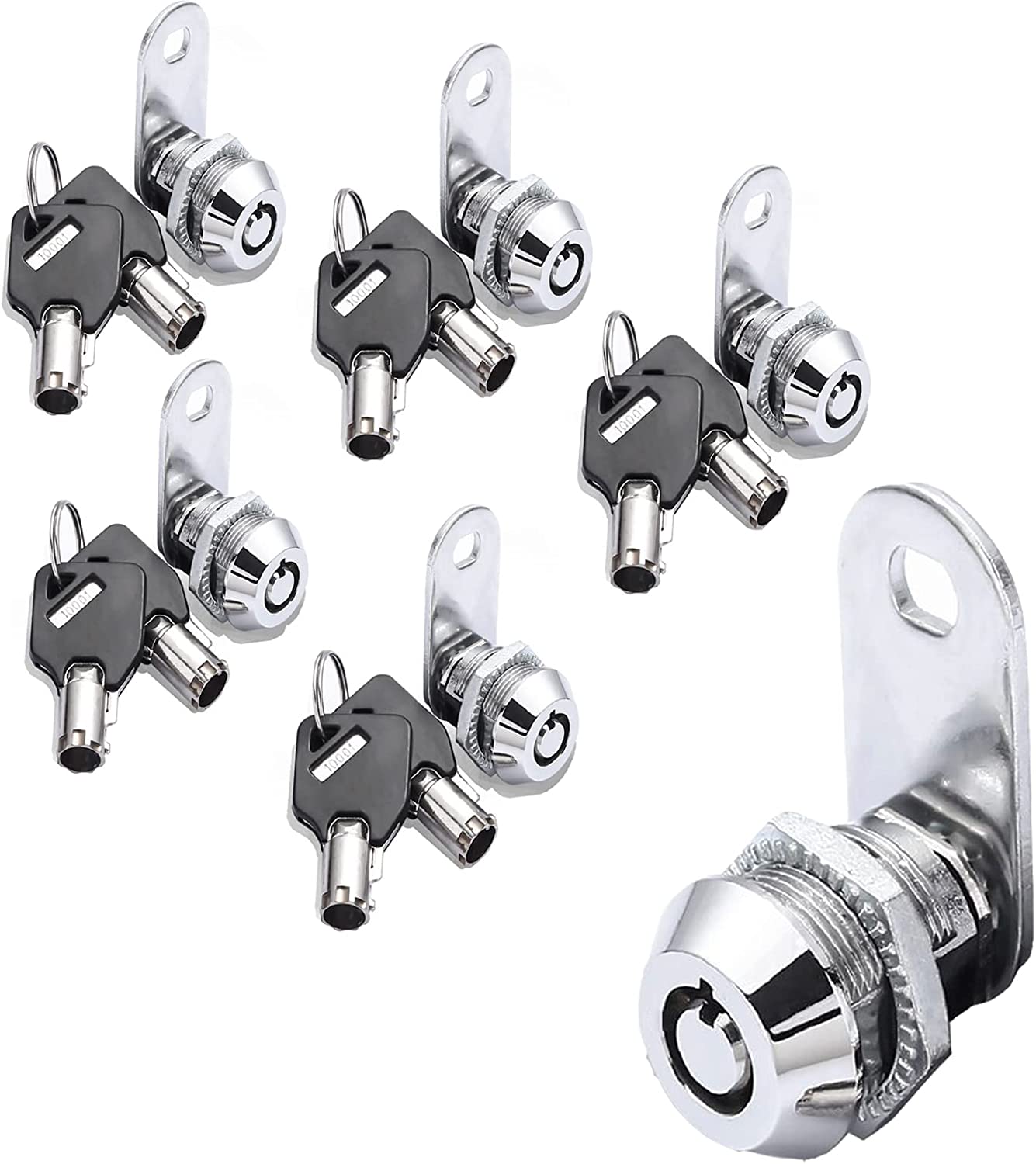 4x90° & 2x180° 6 Keyed alike Tubular Cam Locks 5/8" 